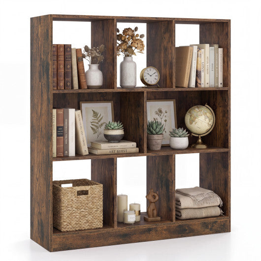 8-Cube Bookcase 3-Tier with 2-Sized Compartments and Anti-Tip Kits for Living Room-White