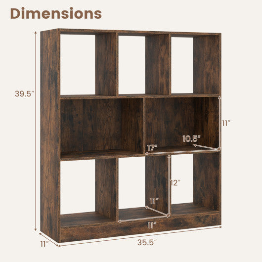 8-Cube Bookcase 3-Tier with 2-Sized Compartments and Anti-Tip Kits for Living Room-White