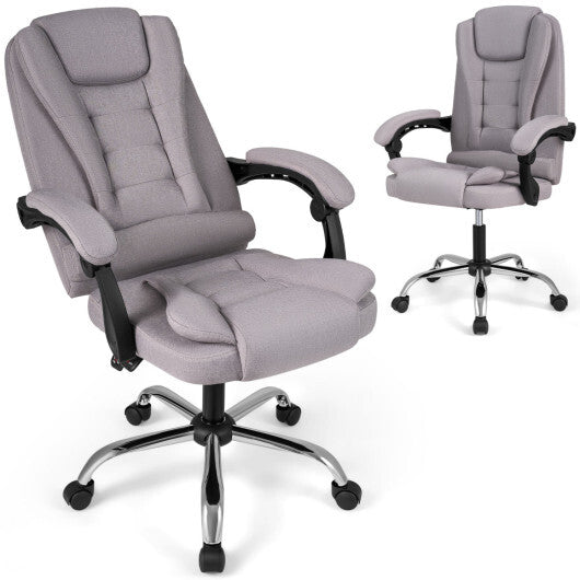 Big High Back Executive Chair with Linkage Armrests and Leather Padded Seat for Office-Black