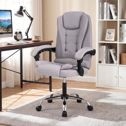 Big High Back Executive Chair with Linkage Armrests and Leather Padded Seat for Office-Black