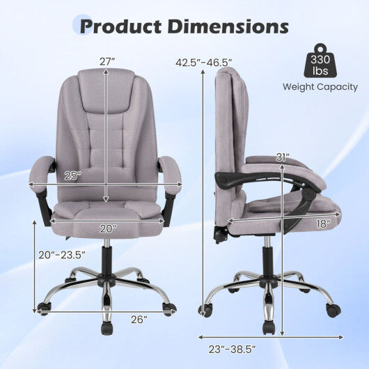 Big High Back Executive Chair with Linkage Armrests and Leather Padded Seat for Office-Black