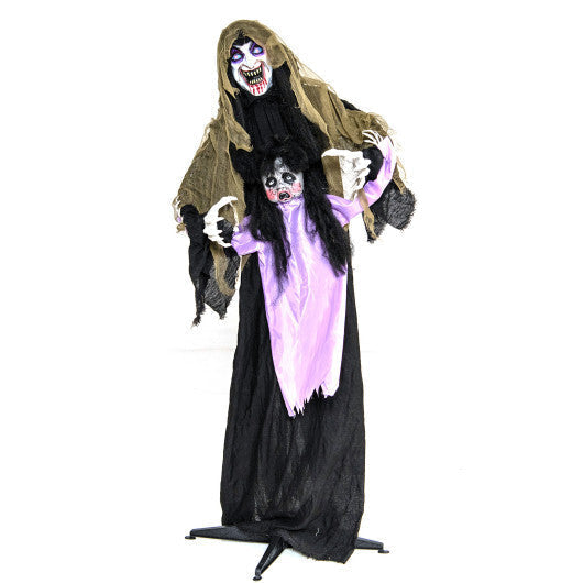 Lighted and Animated Halloween Decoration Outdoor Vampire with LED for Yard Lawn