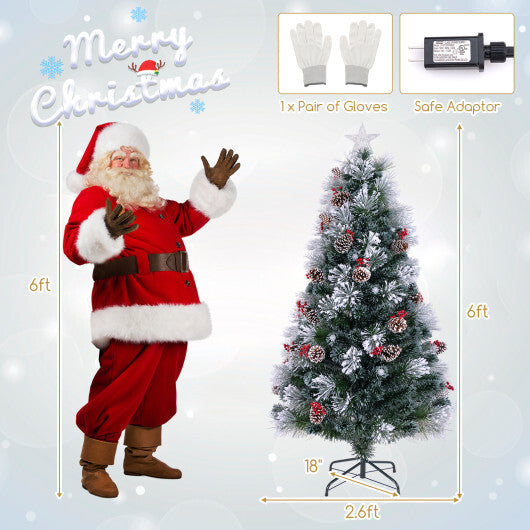 7 FT Flocked Christmas Tree with 8 Lighting Modes
