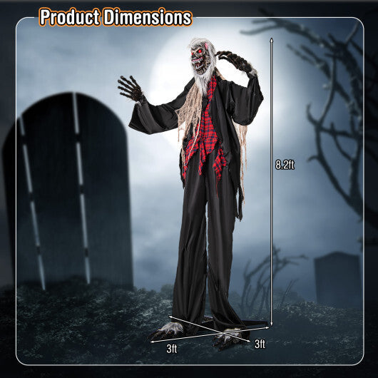 8.2 FT Standing Animatronic Werewolf with Howling Sounds  Red Flashing Eyes and Poseable Arms