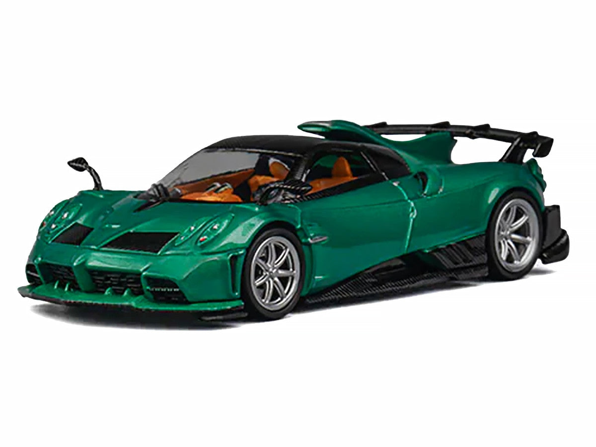 Pagani Imola Emerald Green Metallic with Carbon Top and Extra Wheels 1/64 Diecast Model Car by CM Model