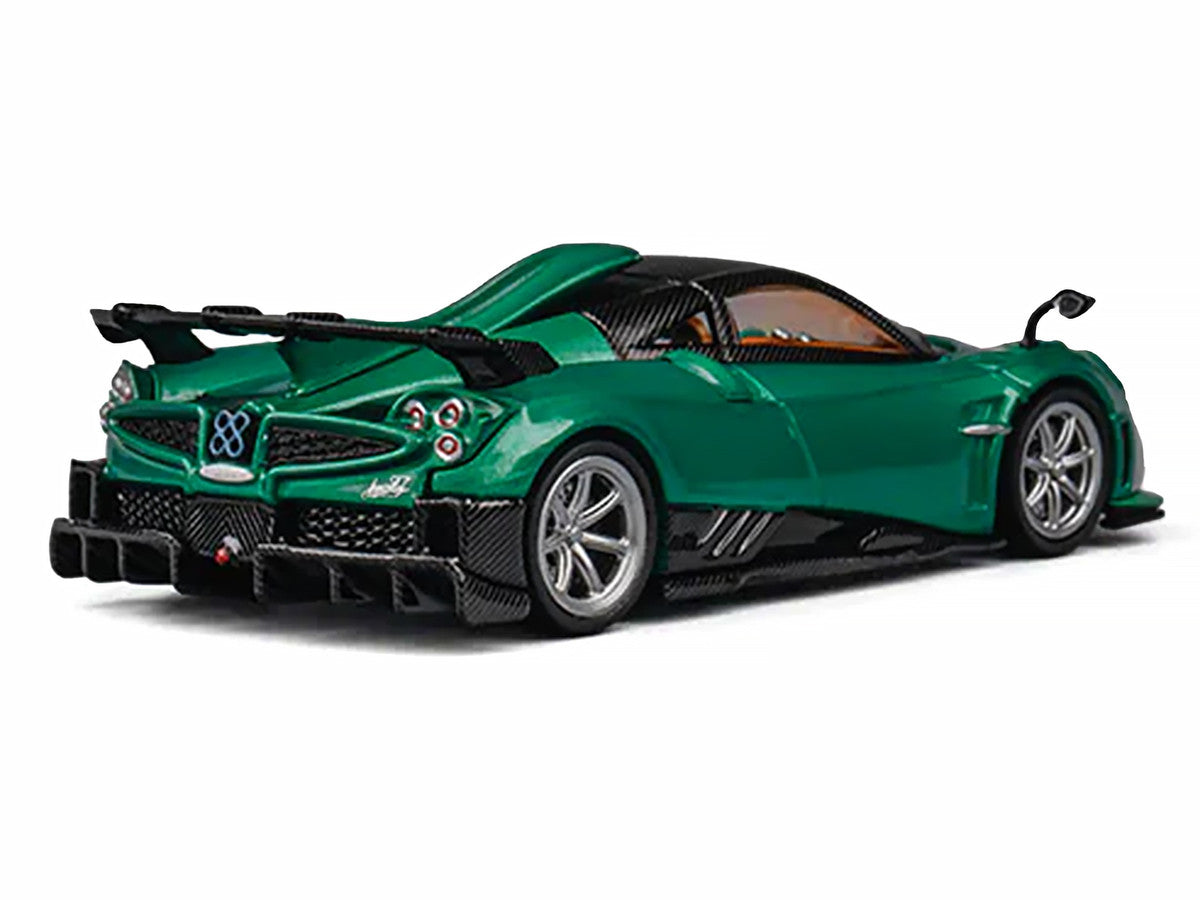 Pagani Imola Emerald Green Metallic with Carbon Top and Extra Wheels 1/64 Diecast Model Car by CM Model