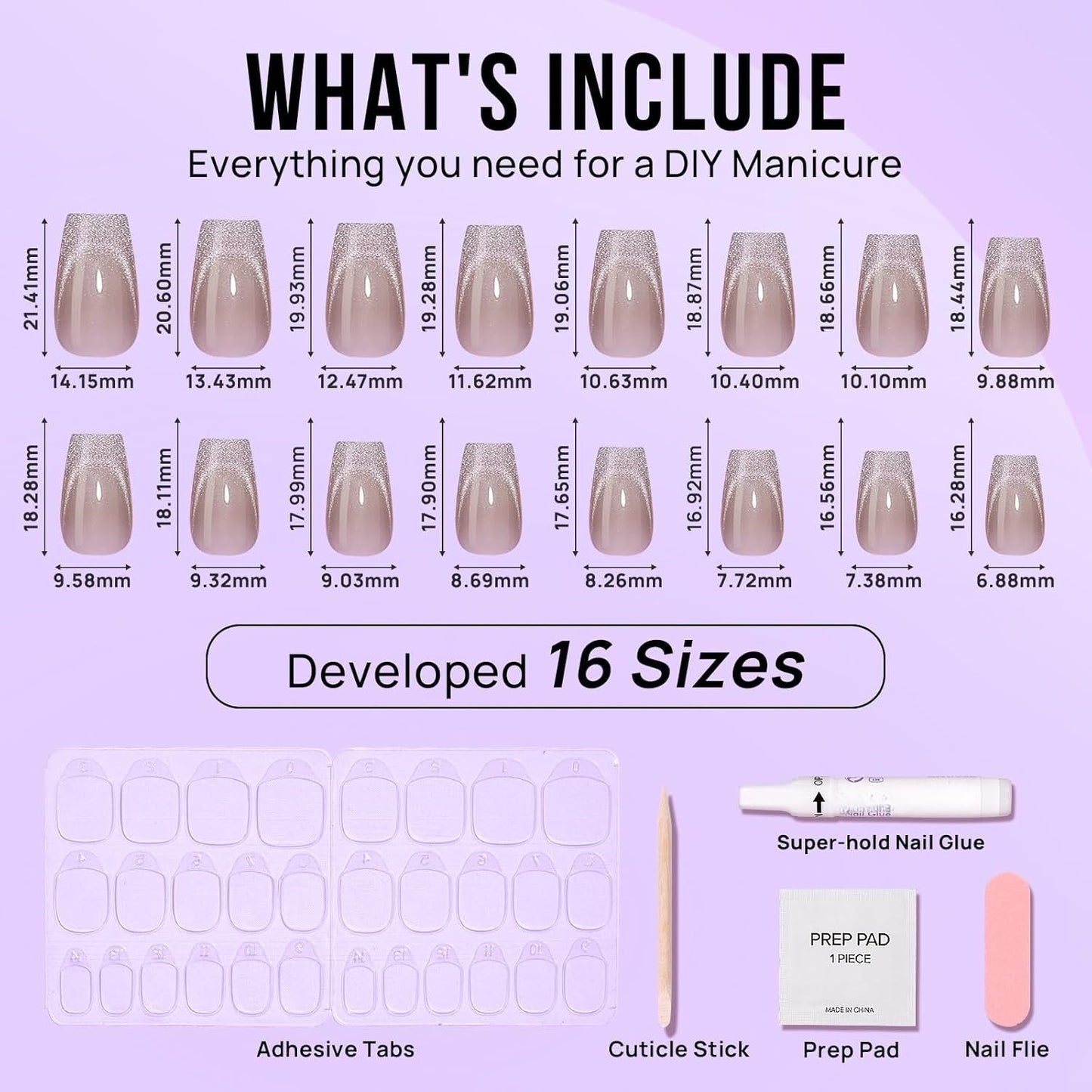 Starlight Shimmer Coffin Nails  - Press on Nails | Long Lasting & Reusable