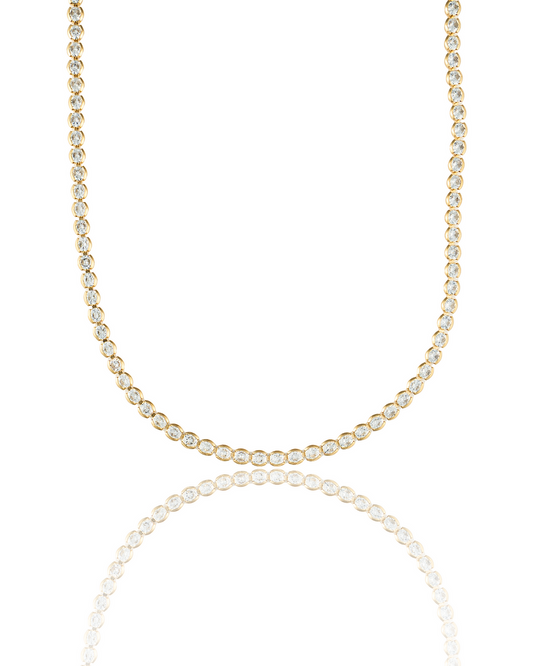 3mm Tennis Necklace Choker With Round Clear Cubic Zirconia Stones (G103)