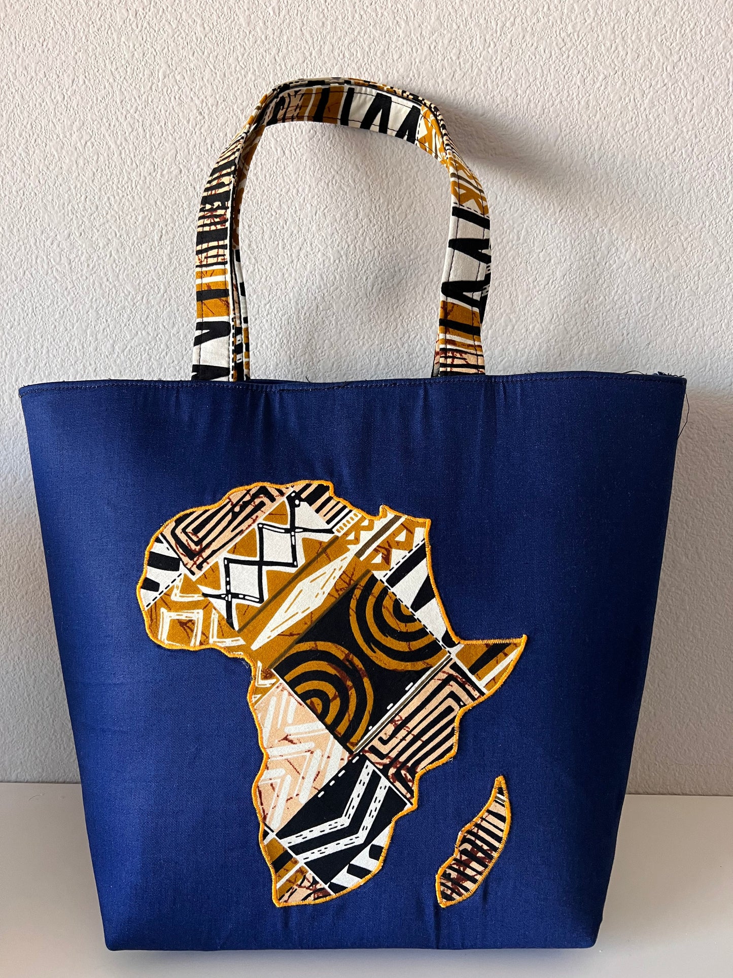 Denim African Map Tote Bag
