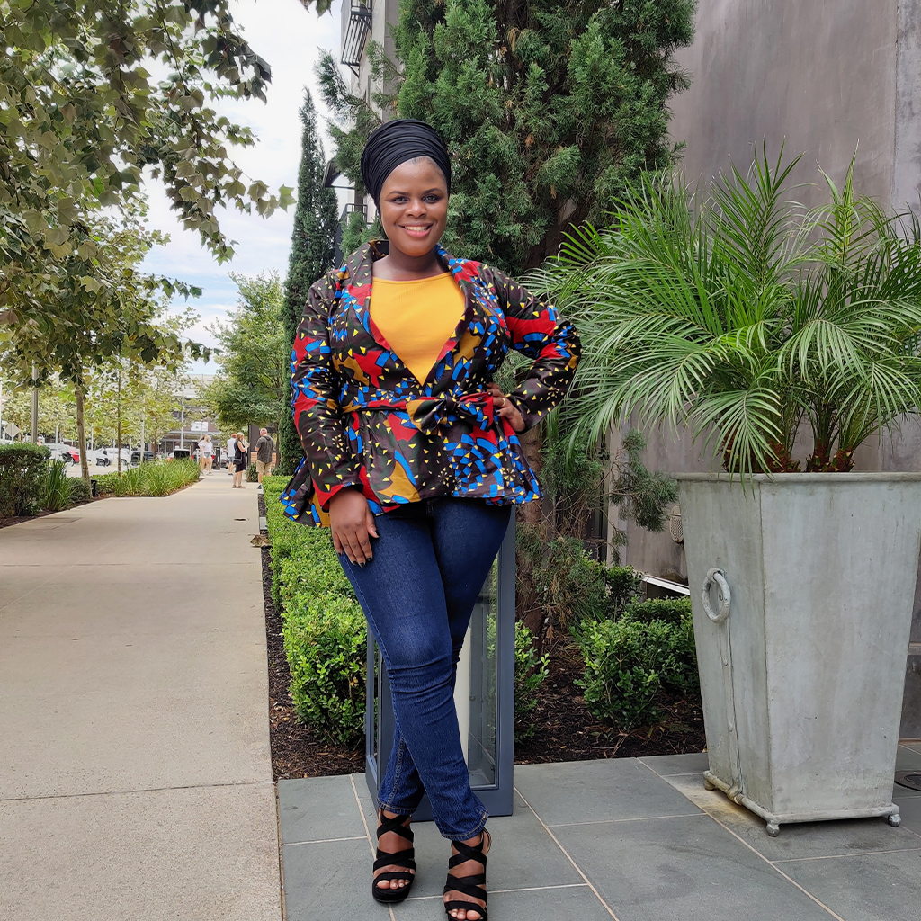 African Print  Long Sleeved Peplum Blouse