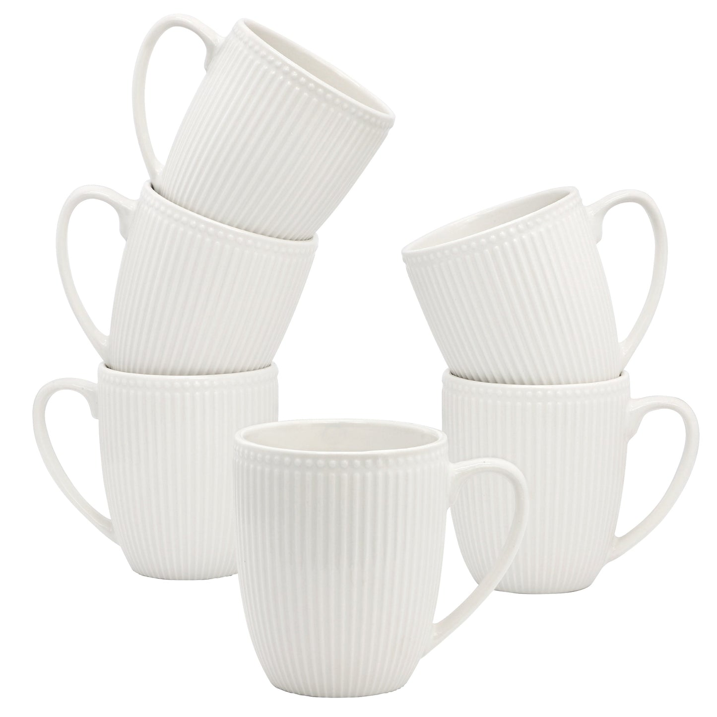 Elama Gretel 6 Piece Round Stoneware 12 Ounce Mug Set in White