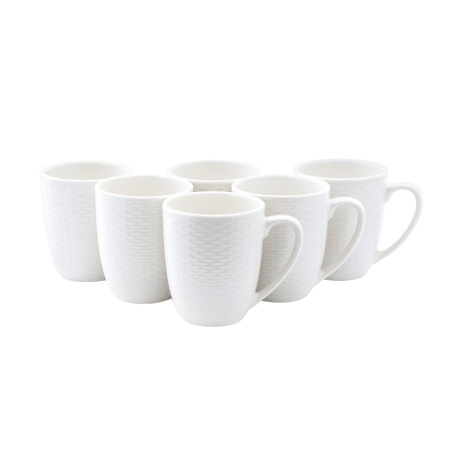 Elama Ophelia 6 Piece Stoneware 12 Ounce Mug Set in White