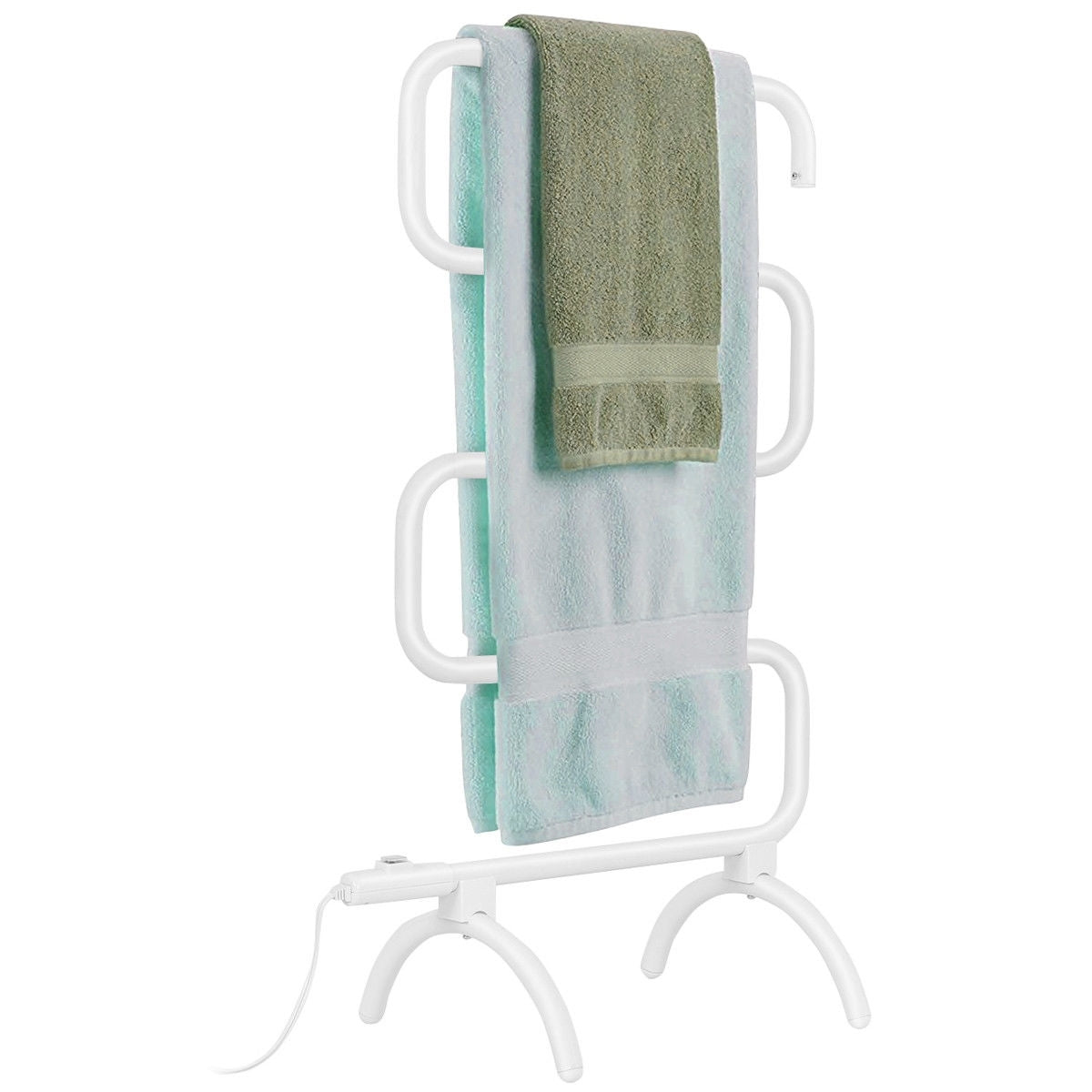 100W Electric Towel Warmer Drying Rack - Color: White