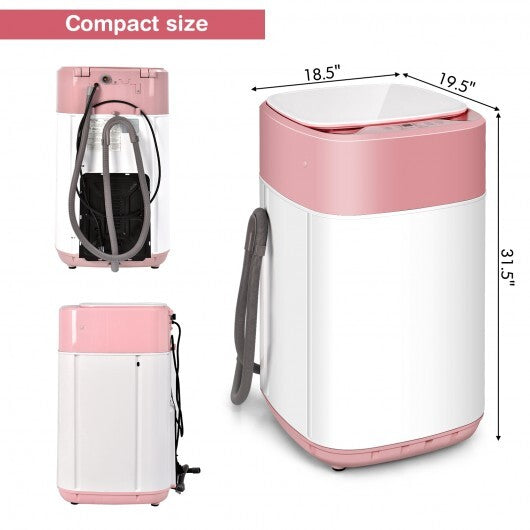 8lbs Portable Fully Automatic Washing Machine with Drain Pump-Pink