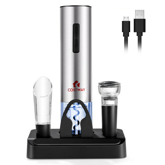 6-in-1 Electric Wine Bottle Opener Set with Foil Cutter for Kitchen