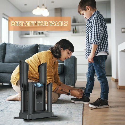 Electric Shoe Boot Dryer 4 Shoes with 180 Mins Timer Ozone Disinfection-Gray - Color: Gray
