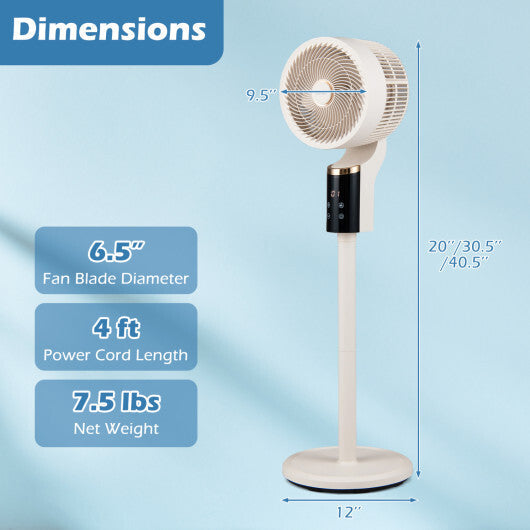 Compact Oscillating Standing Fan with 70 Oscillation and 90 Tilt for Home Office-Black