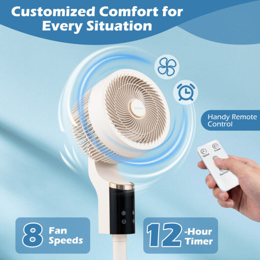 Compact Oscillating Standing Fan with 70 Oscillation and 90 Tilt for Home Office-Black