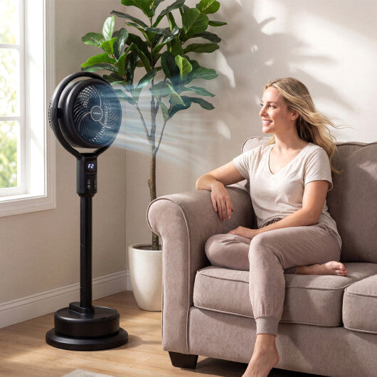 Misting Pedestal Fan Air Circulator with 90? Auto Oscillation Floor Standing Fan with 8 Speeds-White
