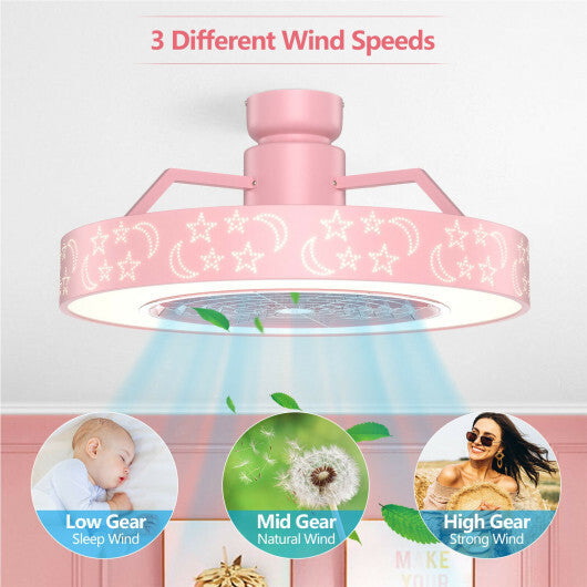 23 Inch Ceiling Fan with LED Light and Remote Control-White
