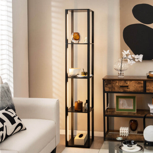 64 Inches Floor Lamp with 3-Level Dimmable LED Bulbs and Rotatable LED Poles-Walnut