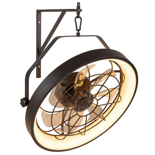 20" Wall Mounted Fan with 3CCT Dimmable LED Light and Timer-Black