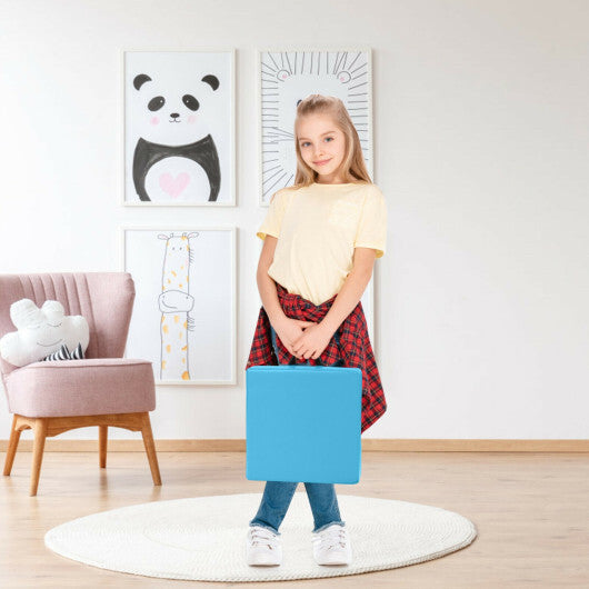 6 Pieces 15 Inches Square Toddler Floor Cushions Flexible Soft Foam Seating with Handles-Multicolor
