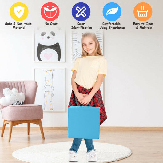 6 Pieces 15 Inches Square Toddler Floor Cushions Flexible Soft Foam Seating with Handles-Multicolor