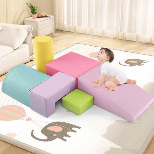 6 Pieces Foam Climbing Blocks Indoor Climb and Crawl Activity Playset with Rectangles-Orange