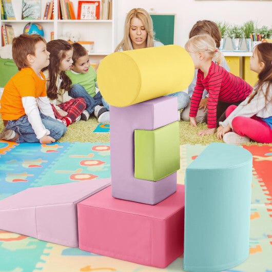6 Pieces Foam Climbing Blocks Indoor Climb and Crawl Activity Playset with Rectangles-Orange