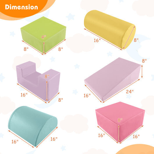 6 Pieces Foam Climbing Blocks Indoor Climb and Crawl Activity Playset with Rectangles-Orange