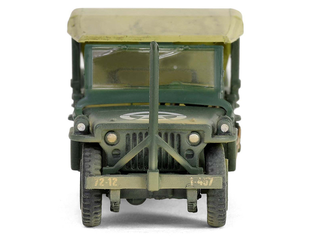 Willys MB Jeep with Trailer Olive Drab (Weathered) with Driver Figure "United States Army" "Mini AFV" Series 1/64 Diecast Model by Forces of Valor