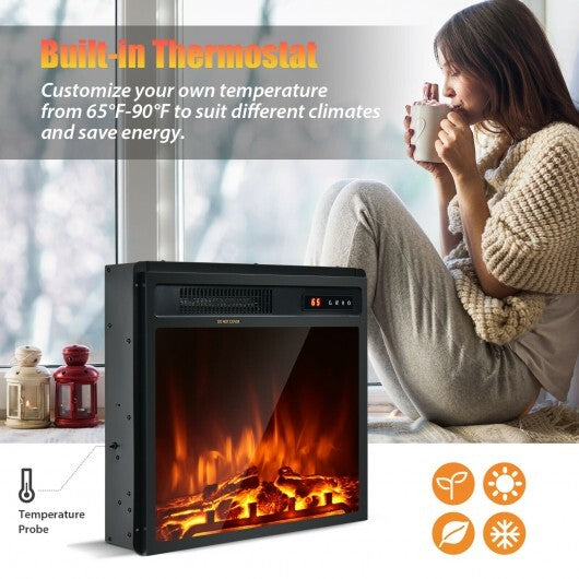 18 Inch 1500W Electric Fireplace Freestanding and Recessed Heater