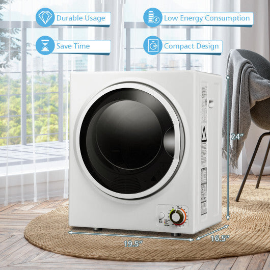 1.5 Cu .ft Compact Clothes Dryer with with Stainless Steel Wall Mount