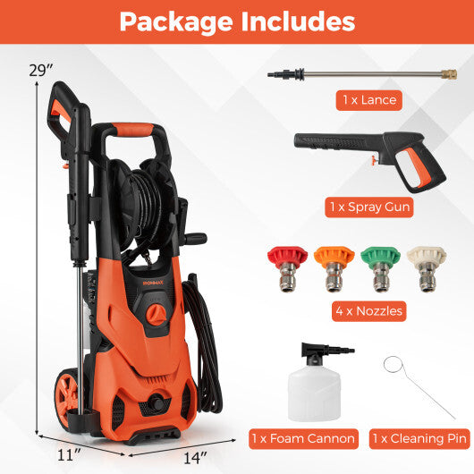 2150PSI Electric Pressure Washer 1.2GPM with 4 Quick Connect Nozzles and Foam Cannon-Green