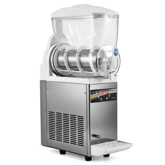 507 oz Commercial Slushy Machine Single Tank No Ice Needed-Silver