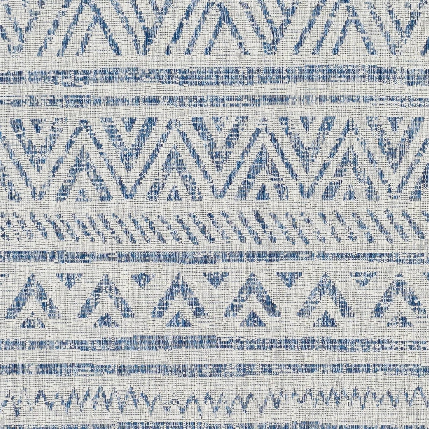 4 ft. x 6 ft. Blue Grey Chevron Coastal Boho Style Indoor Outdoor Area Rug