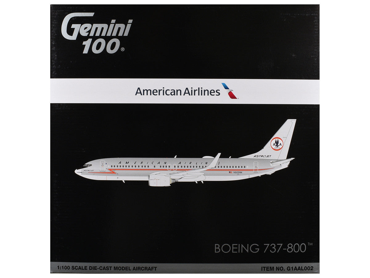 Boeing 737-800 Commercial Aircraft "American Airlines - American Heritage Jet" (N905NN) Silver with Red Stripes "Gemini 100" Series 1/100 Diecast Model Airplane by GeminiJets