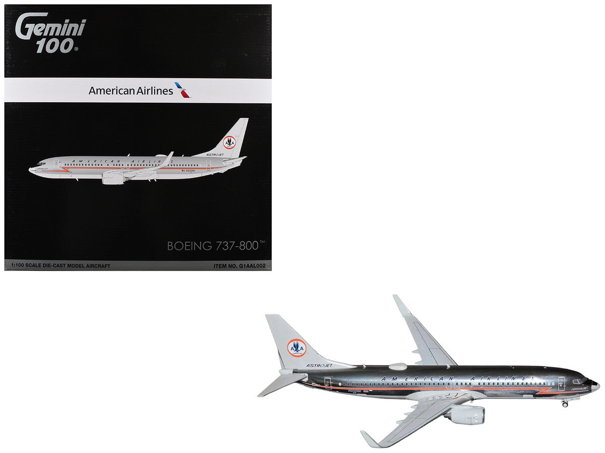 Boeing 737-800 Commercial Aircraft "American Airlines - American Heritage Jet" (N905NN) Silver with Red Stripes "Gemini 100" Series 1/100 Diecast Model Airplane by GeminiJets