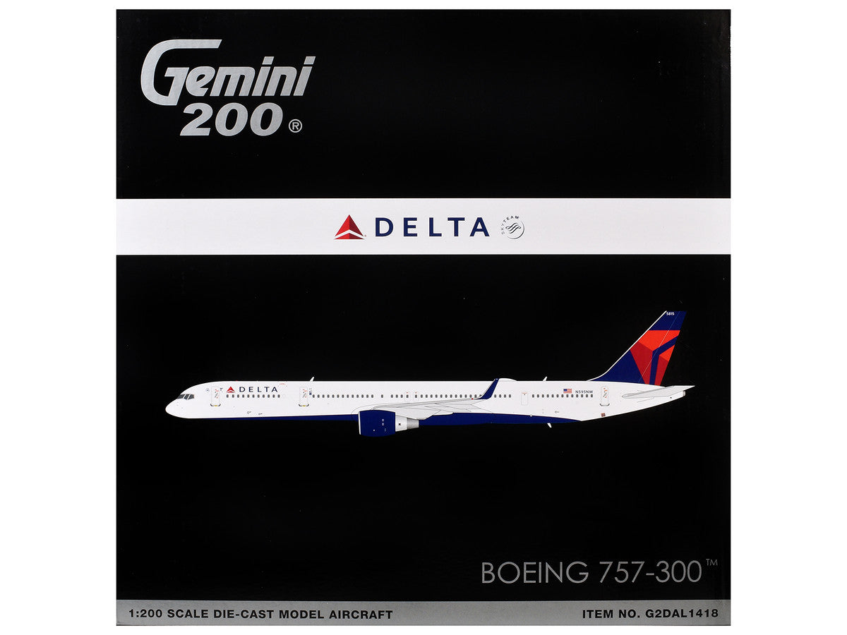 Boeing 757-300 Commercial Aircraft "Delta Air Lines" (N595NW) White with Blue and Red Tail "Gemini 200" Series 1/200 Diecast Model by GeminiJets