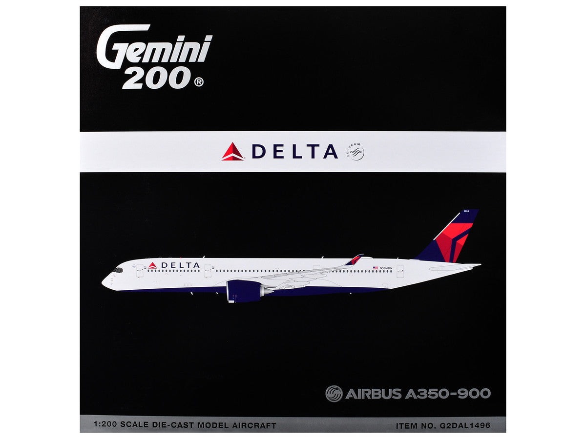 Airbus A350-900 Commercial Aircraft "Delta Air Lines" (N504DN) White with Red and Blue Tail "Gemini 200" Series 1/200 Diecast Model Airplane by GeminiJets