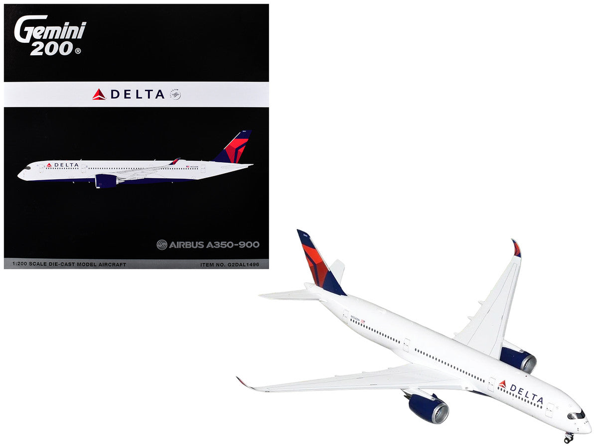 Airbus A350-900 Commercial Aircraft "Delta Air Lines" (N504DN) White with Red and Blue Tail "Gemini 200" Series 1/200 Diecast Model Airplane by GeminiJets