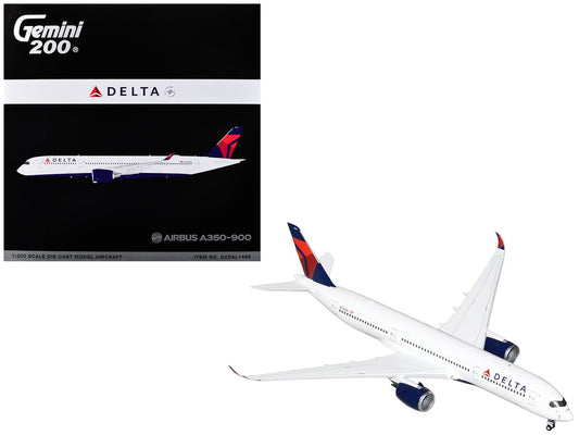 Airbus A350-900 Commercial Aircraft "Delta Air Lines" (N504DN) White with Red and Blue Tail "Gemini 200" Series 1/200 Diecast Model Airplane by GeminiJets