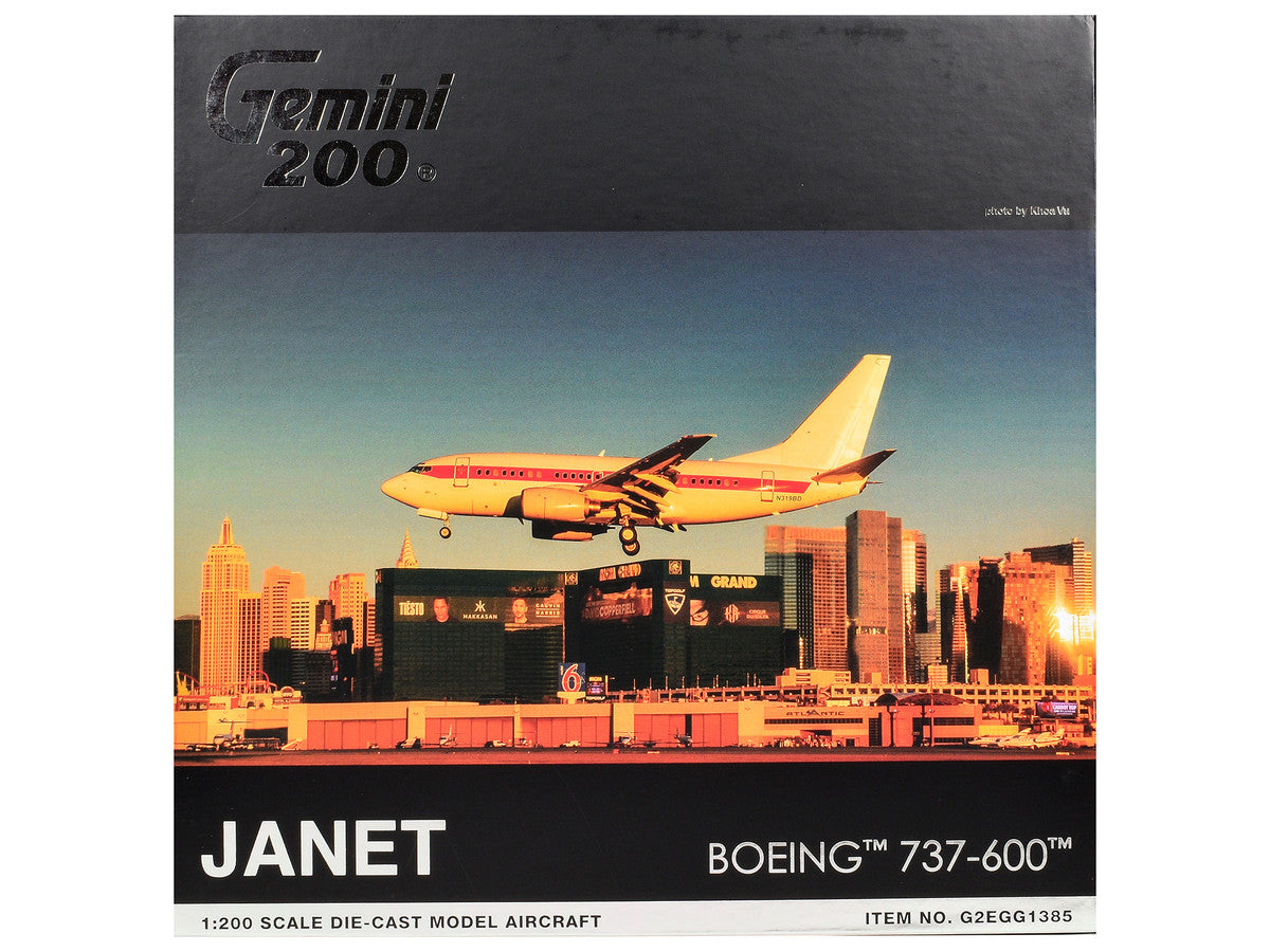 Boeing 737-600 Commercial Aircraft "EG&G - Janet Airlines" (N319BD) White with Red Stripes "Gemini 200" Series 1/200 Diecast Model Airplane by GeminiJets