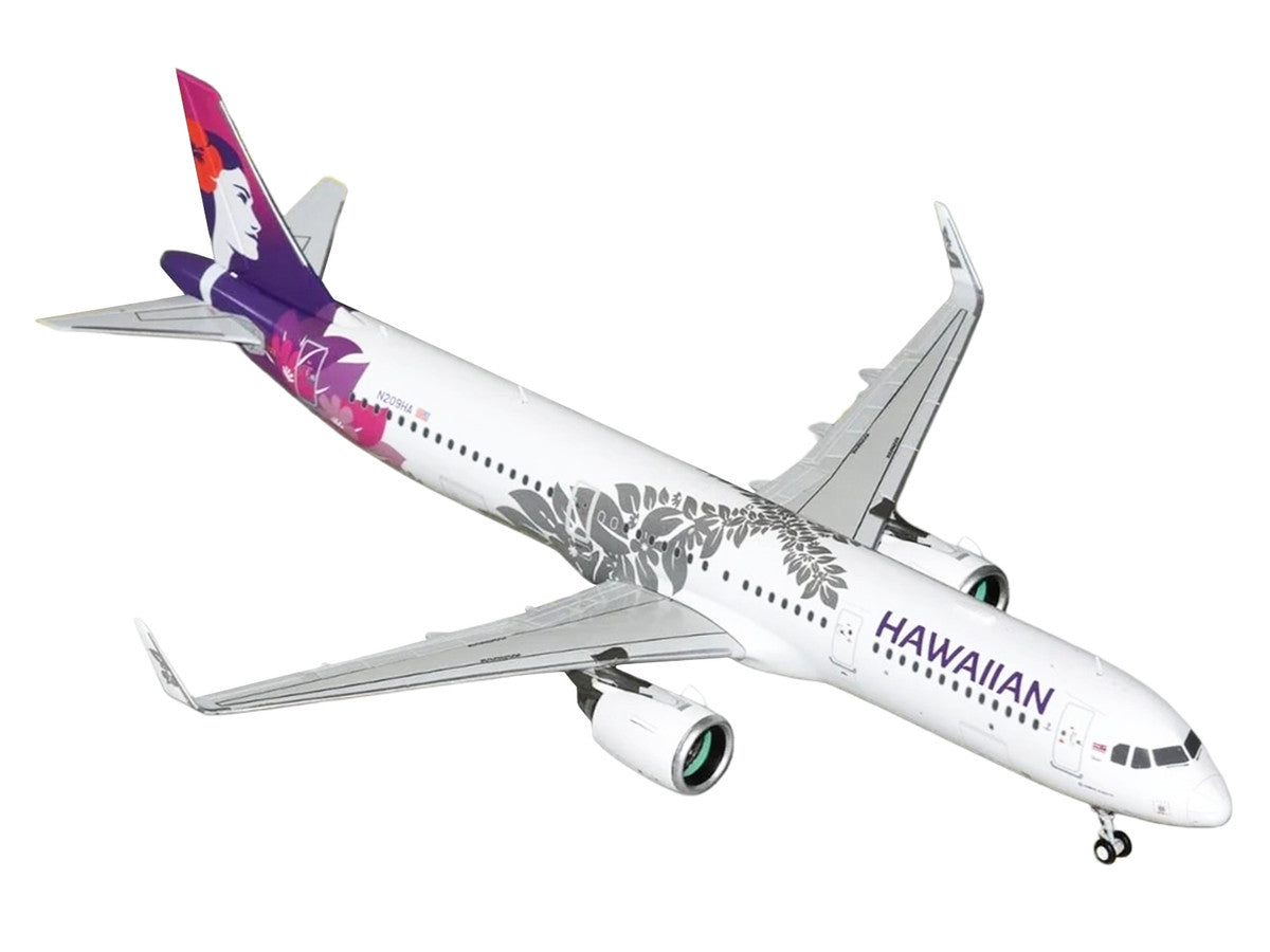 Airbus A321neo Commercial Aircraft "Hawaiian Airlines" (N209HA) White with Purple Tail and Graphics "Gemini 200" Series 1/200 Diecast Model Airplane by GeminiJets