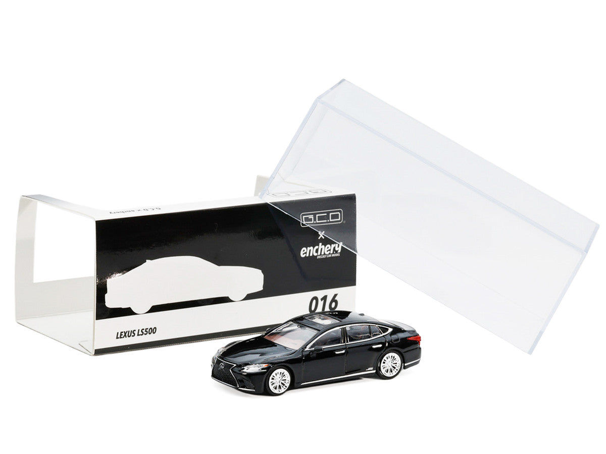 Lexus LS500h Black with Sunroof 1/64 Diecast Model Car by GCD x Enchery