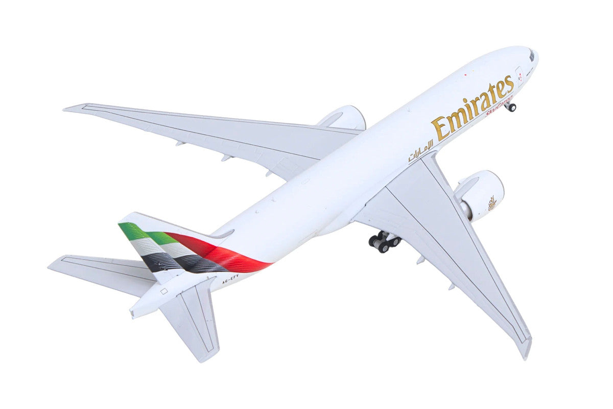 Boeing 777F Commercial Aircraft "Emirates SkyCargo" (A6-EFV) White with Striped Tail 1/400 Diecast Model by GeminiJets