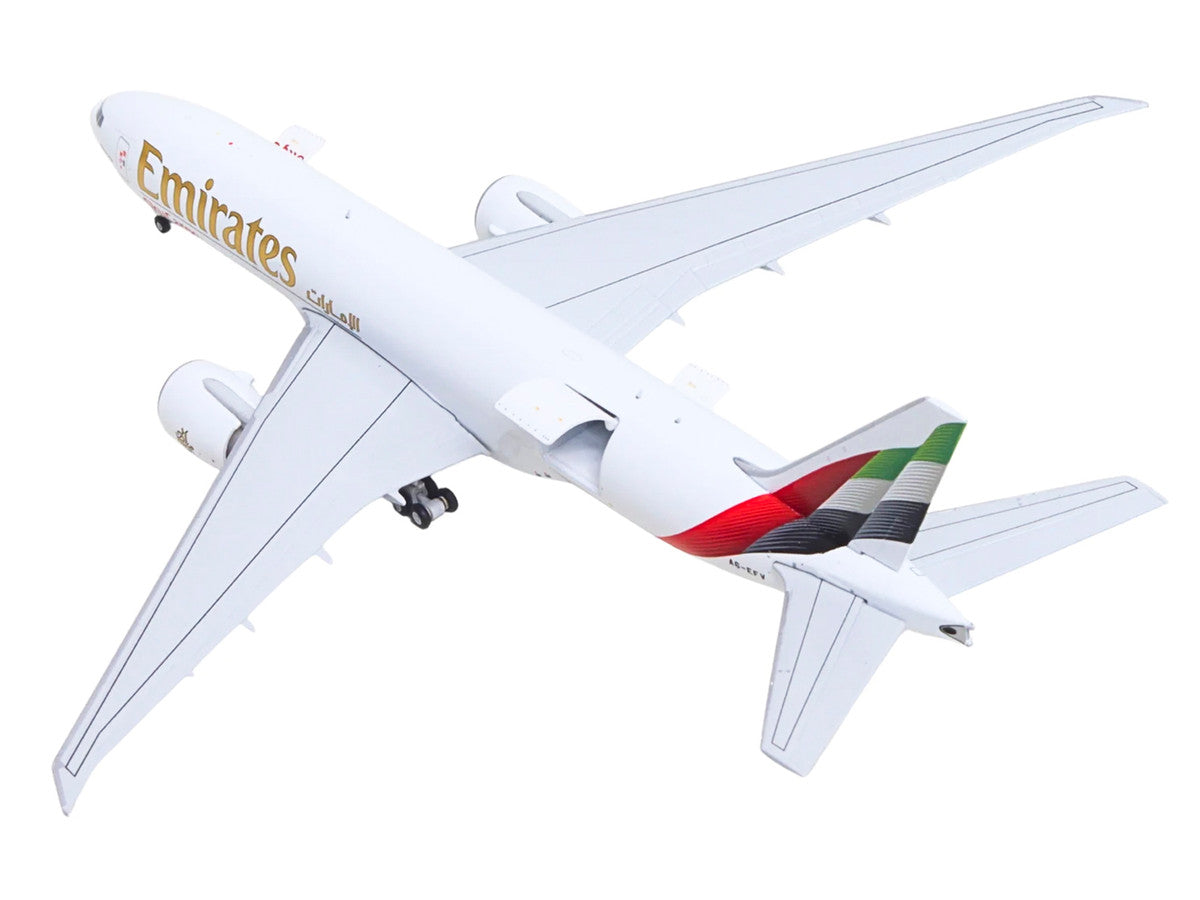 Boeing 777F Commercial Aircraft "Emirates SkyCargo" (A6-EFV) White with Striped Tail "Interactive Series" 1/400 Diecast Model by GeminiJets