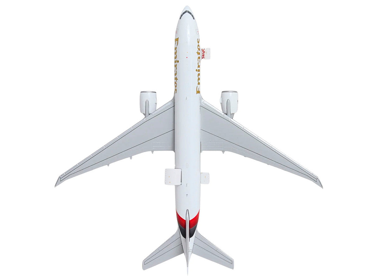 Boeing 777F Commercial Aircraft "Emirates SkyCargo" (A6-EFV) White with Striped Tail "Interactive Series" 1/400 Diecast Model by GeminiJets