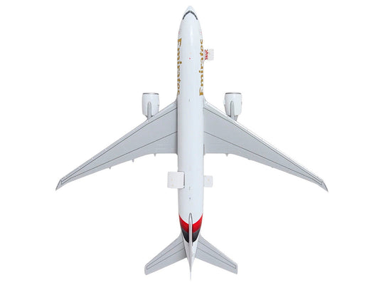 Boeing 777F Commercial Aircraft "Emirates SkyCargo" (A6-EFV) White with Striped Tail "Interactive Series" 1/400 Diecast Model by GeminiJets